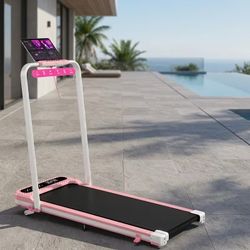 WELLFIT Pink Walking Pad ✨ 10% Incline • 3.0HP • 320LBS • Foldable • Under Desk • No Assembly • Ready to Go!