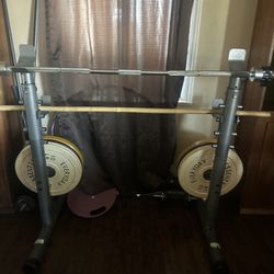 Squat rack , Weights, Bar