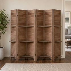 New In Box 6 Panel 67x16 Inch Each Panel Wooden Privacy Wall Home Decor Office Dorm Freestanding Room Divider White Or Brown 