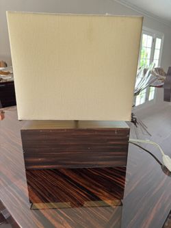 Modern Table Lamp with Rectangular Shade and Wood Base