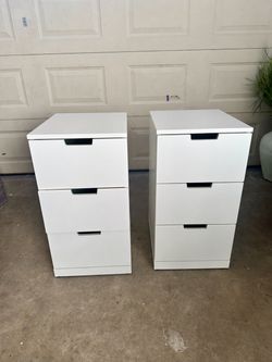 (2) Three-Drawer White Chests