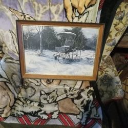 Vintage Print Ron Roesch Silver Anniversary Signed 22×16 Winter Horse Carriage 