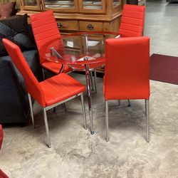 Table and four chairs