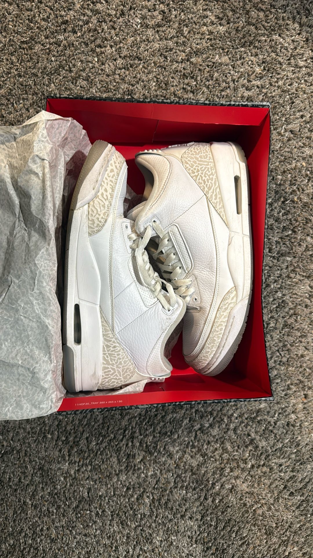  Jordan 3 “Pure White” Size13