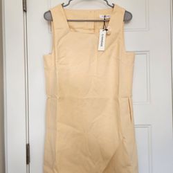 Commense Cotton & Linen Button-Back Pocket Detail Dress