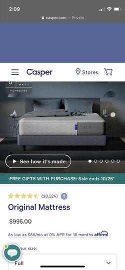 Casper Full Mattress Bed. Send Offer Right Now