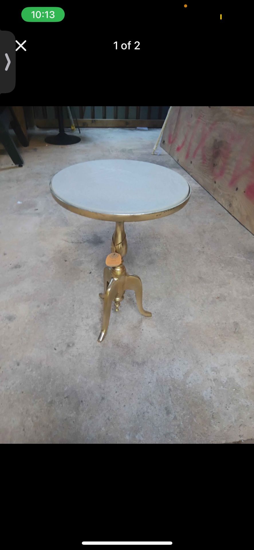 Marble Gold Finish End Table