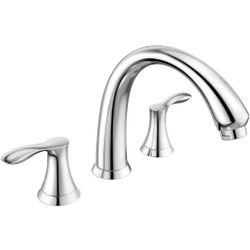 Chrome Roman Tub Faucet, Lava Odoro Chrome Bathtub Faucet with Valve, High Flow 2 Handle Deck Mount Tub Faucet, Solid Brass 8 inch Widespread 3 Hole