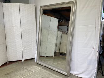 Large Silver Frame Mirror w/ Beveled Edge