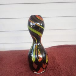 Murano Double gourd art glass vase approx 12.5"H Handblown Smooth Pontil