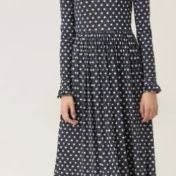 STINE GOYA Clarabelle Midi Dress Star Print Jersey Black Blue White {H51} Small
