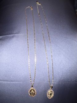 Gold-Tone Virgin Mary Pendant Necklaces – Set of 2
