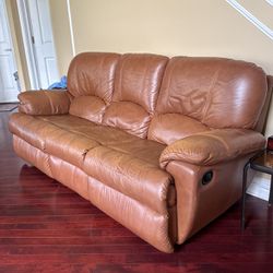 3 Seater Brown Sofa With Recliner 