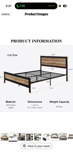 Full size bed frame
