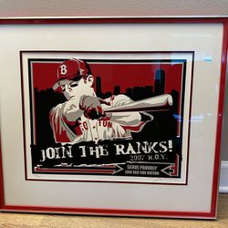 Red Sox 2007 Dustin Pedroia Rookie Of The Year Silkscreen 