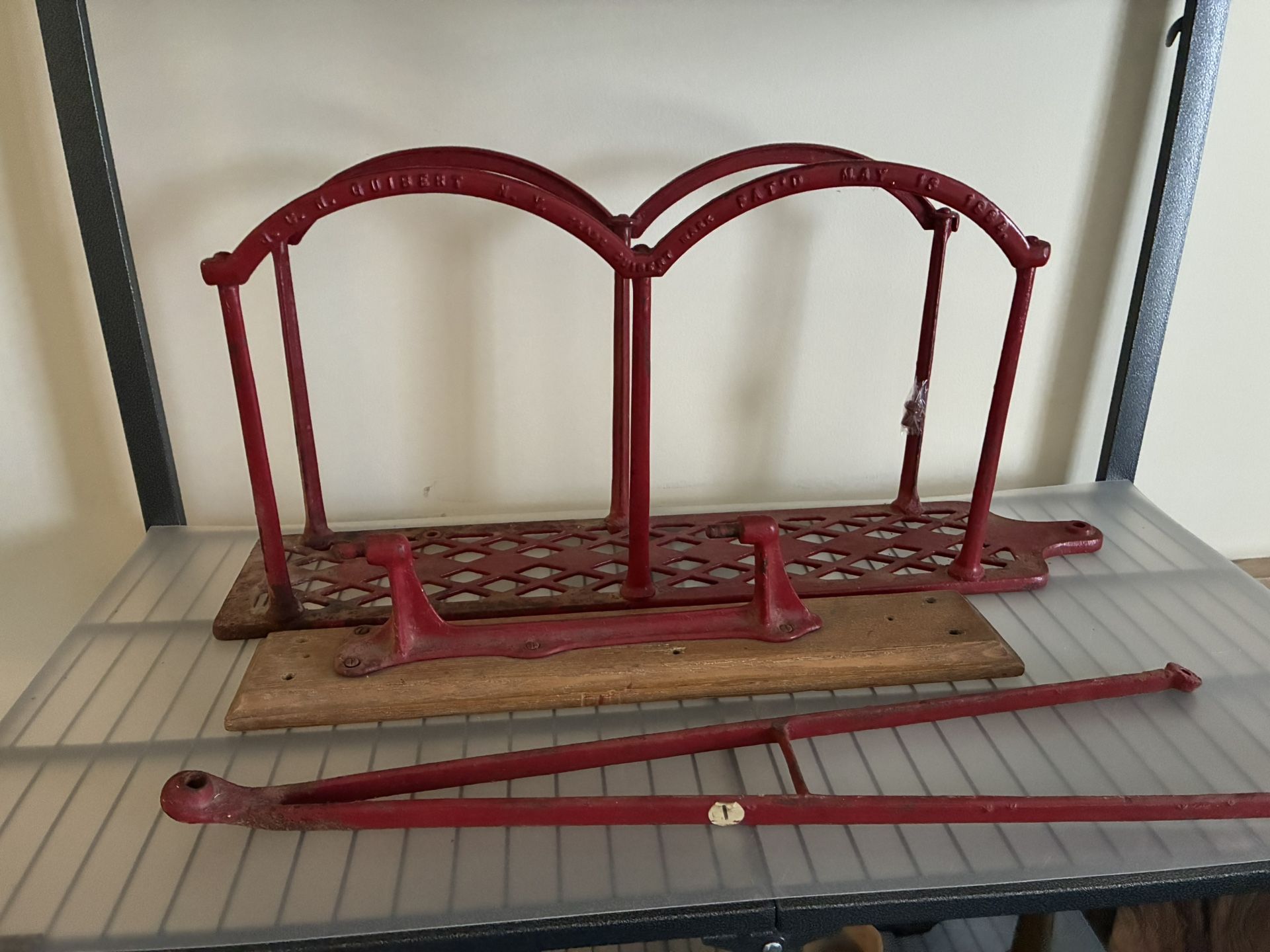 Pat 1884 Iron Fire Hose Wall Holder Complete J C N Gilbert NY