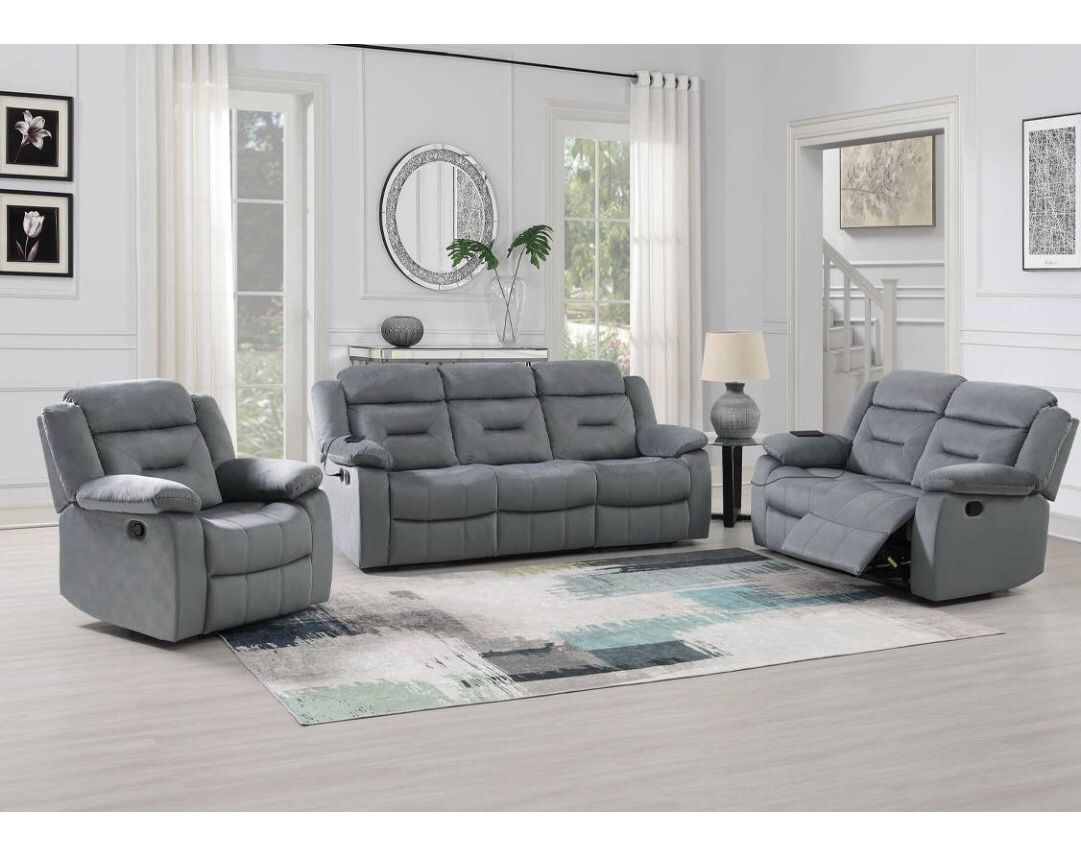 Recliner Sofa And Loveseat Set With USB Port Brand New