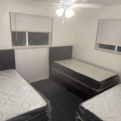 3 Twin  Size Bed Frame New In The Box With 3 Mattress All New Furniture Free Delivery Free Installation 