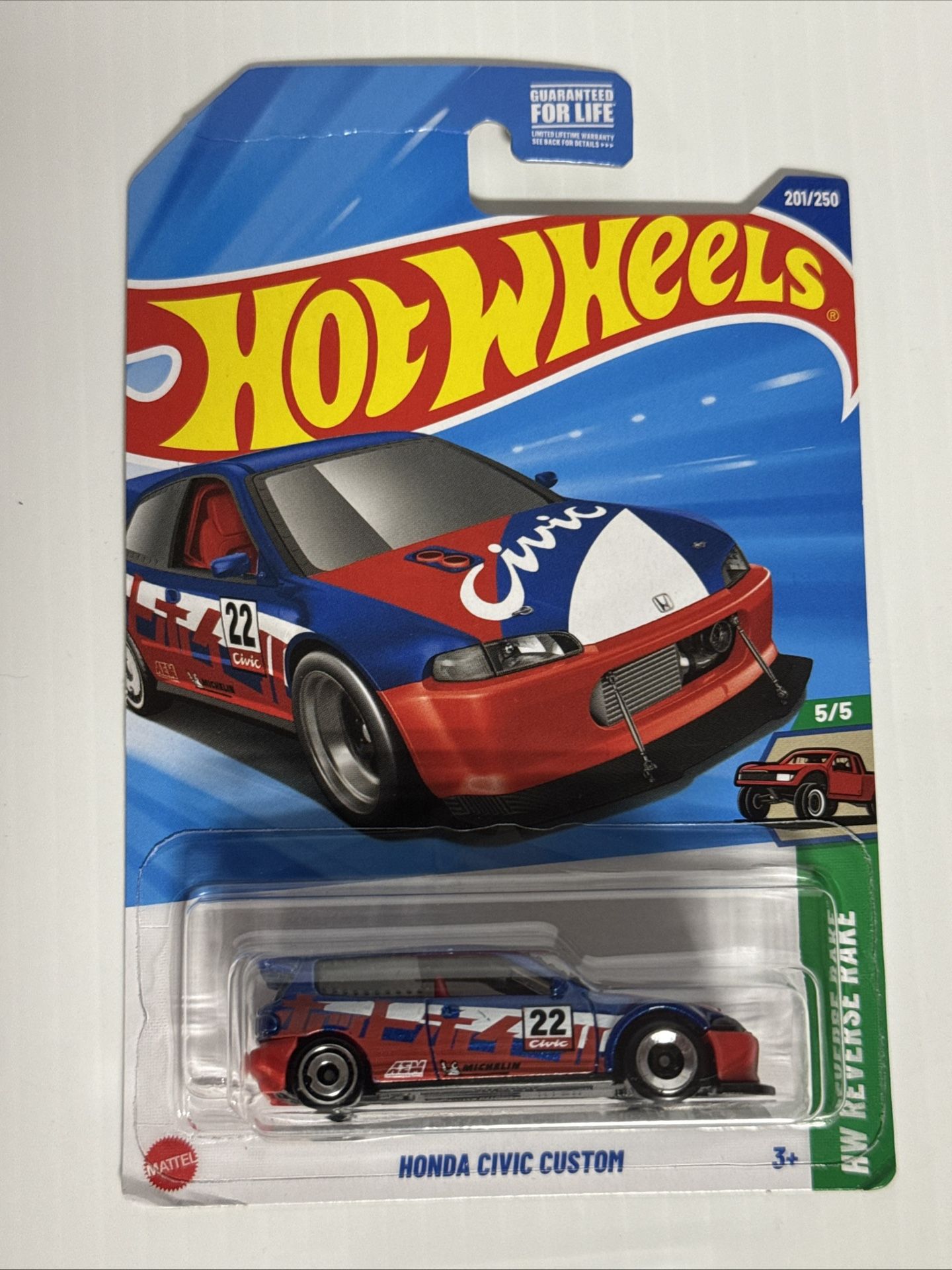 2025 Hot Wheels Honda Civic Custom Red #201/250 HW Reverse Rake K Case