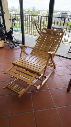 Bamboo Folding Recliner Lounge Chair