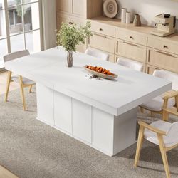 Counter Height Dining Table for 6-8 People, 78" Large Dining Room Table with Storage Cabinet, Rectangular Kitchen Table for Kitchen, Dining Room, Livi