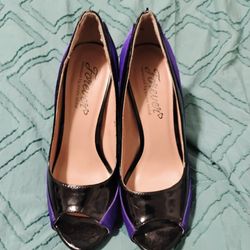 Forever By Paula Abdul Purple And Black Stiletto Heels