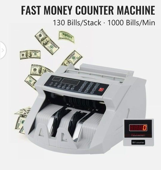 Money Bill Counter Machine Cash Counting Counterfeit Detector UV MG Bank Checker