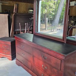 Dresser with mirror and nightstand