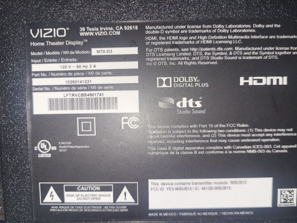 Vizio 70" Class M70-D3 4KUHD