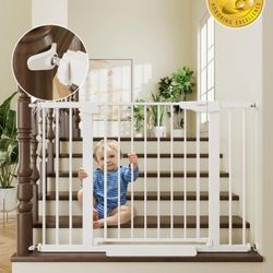 Cumbor 29.7-46" Baby Gate for Stairs, Toddler Safety Essentials for The House, Auto Close Dog Gate for Doorways, Mom's Choice Awards Winner-Easy Inst