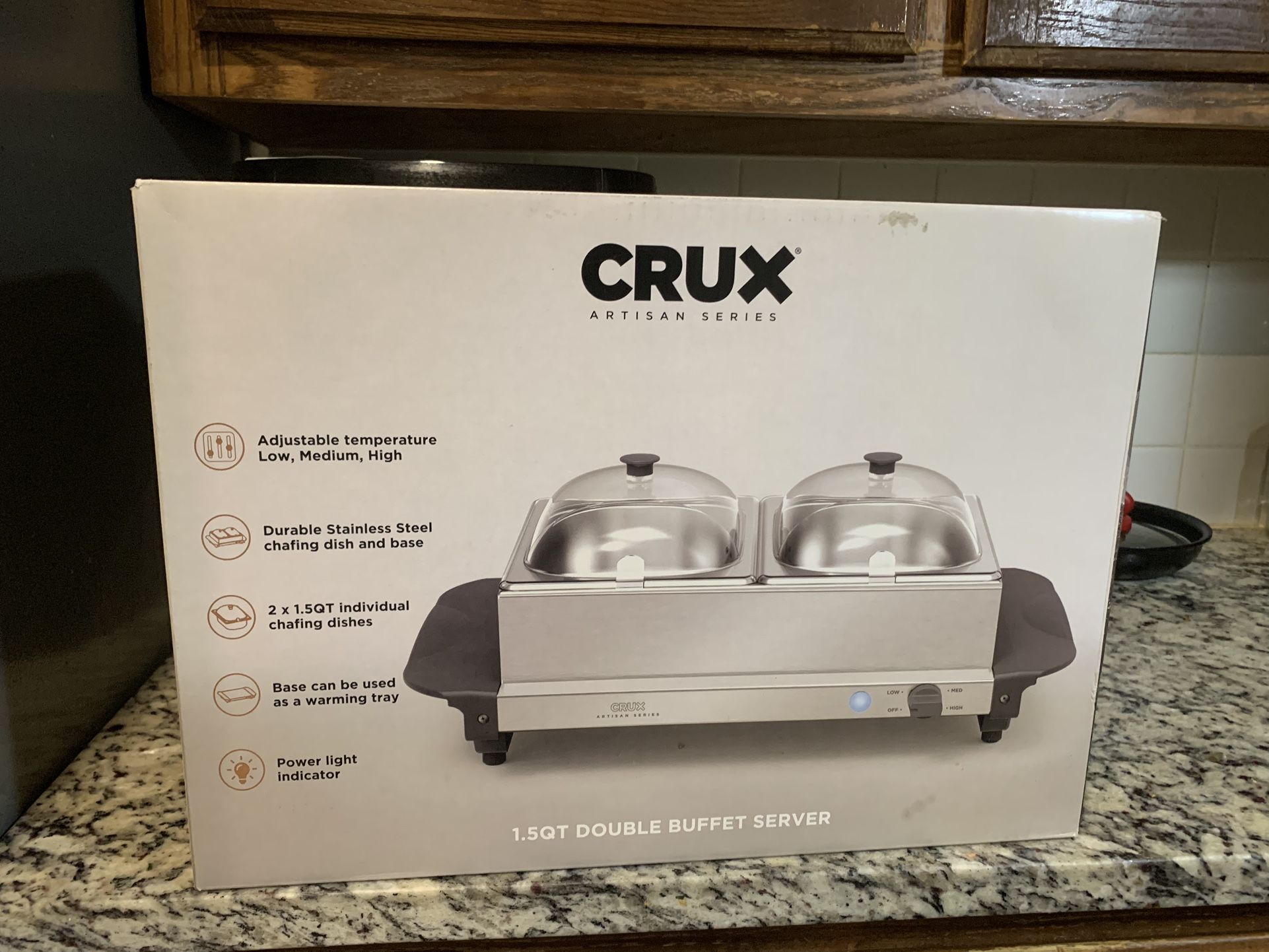  Crux 2 X 1.5 Qt Double Buffet Server for sale!