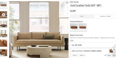 West Elm Axel Leather Sofa — $675