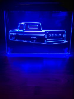 CHEVROLET LOW TRUCK LED NEON BLUE LIGHT SIGN 8x12