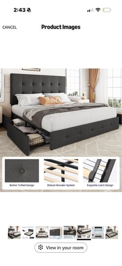 Queen bed with drawers
