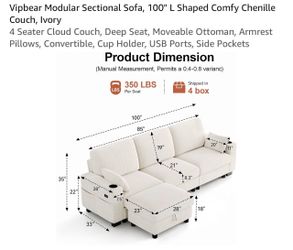Sofa 100 inch w/Ottoman