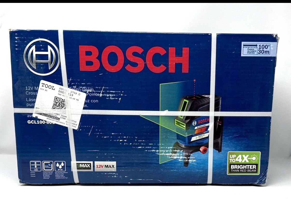 Bosch GCL100-80CG 12V Green Beam Cross-Line Laser with Plumb Point