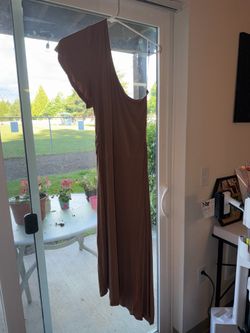 XL Old Navy Dusty Brown/Taupe One Shouldered Dress