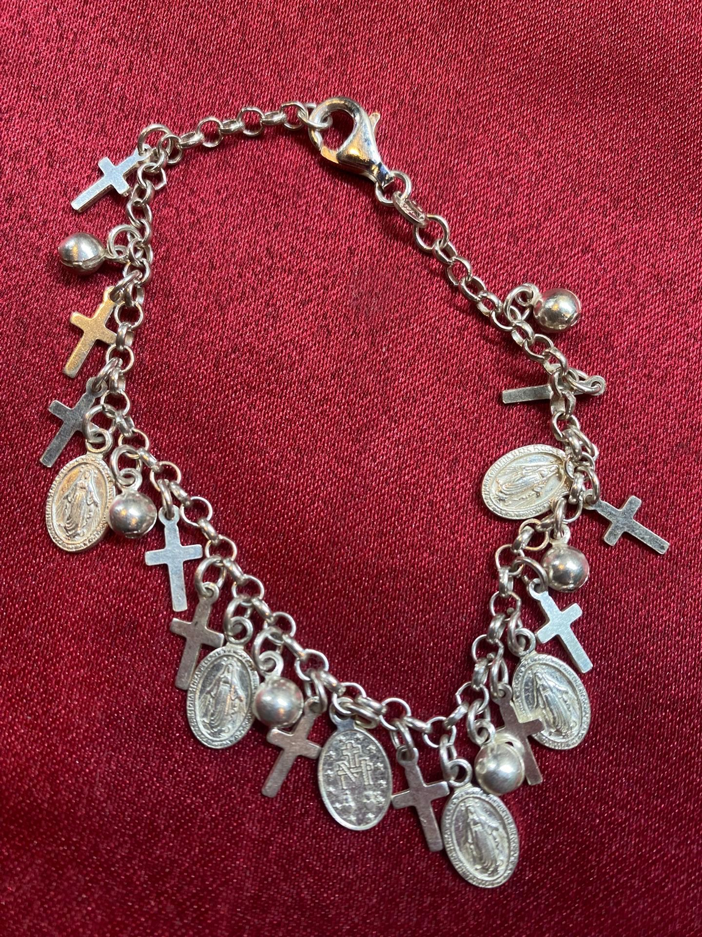 Beautiful 925 Sterling Silver Religious Charm Bracelet