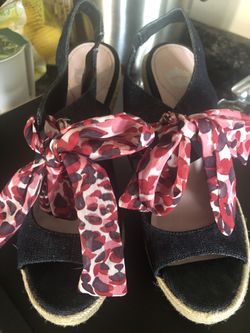 Cute Denim wedge summer shoes Size 7 1/2M - $10