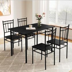 5-Piece Kitchen Table and Chairs, Rectangular Dining Room Table Set with 4 Chairs, Space-Saving Kitchen Table Set for Small Space,Dinette,Apartment