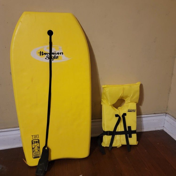 Hawaiian Style Tiki 39 Boogie Board And Seachoice Life Vest