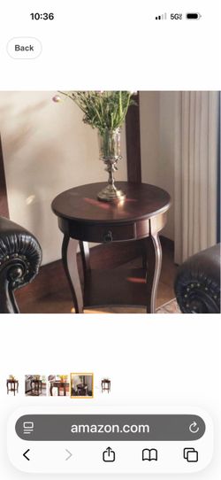 Round End Table 2 Tiers Round Side Table Wood Round Sofa Table, Vintage Nightstand for Living Room Bedroom, Easy Assembly (Color : Dark Brown, Size :