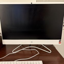 HP 24-Inch All-in-One Computer, AMD Ryzen 3 3200U, 8GB RAM, 1TB Hard Drive, Windows 10 (24-F1040, White) (5QB23AA#ABA)