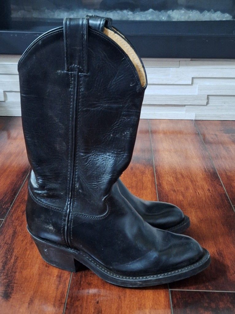 Women's Justin Roper Black Leather Cowboy Boots Size 7