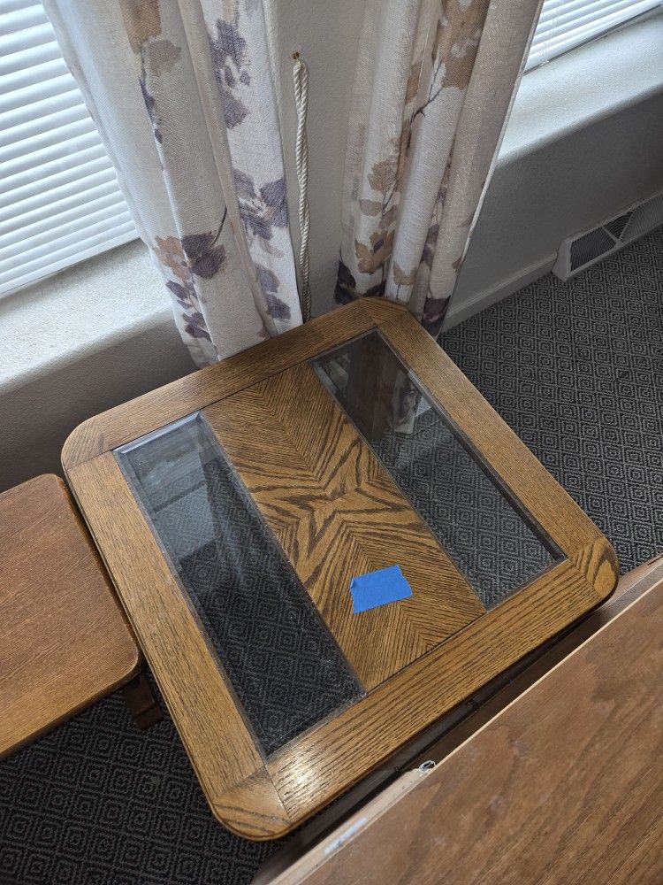 Glass and Wood End Table