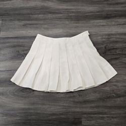 White Pleated Mini Skirt 