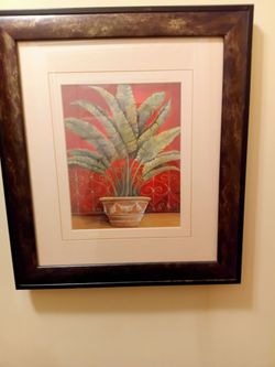 Key West Tropical Framed Art Palm Tree - Black & Brown Frame 16x18