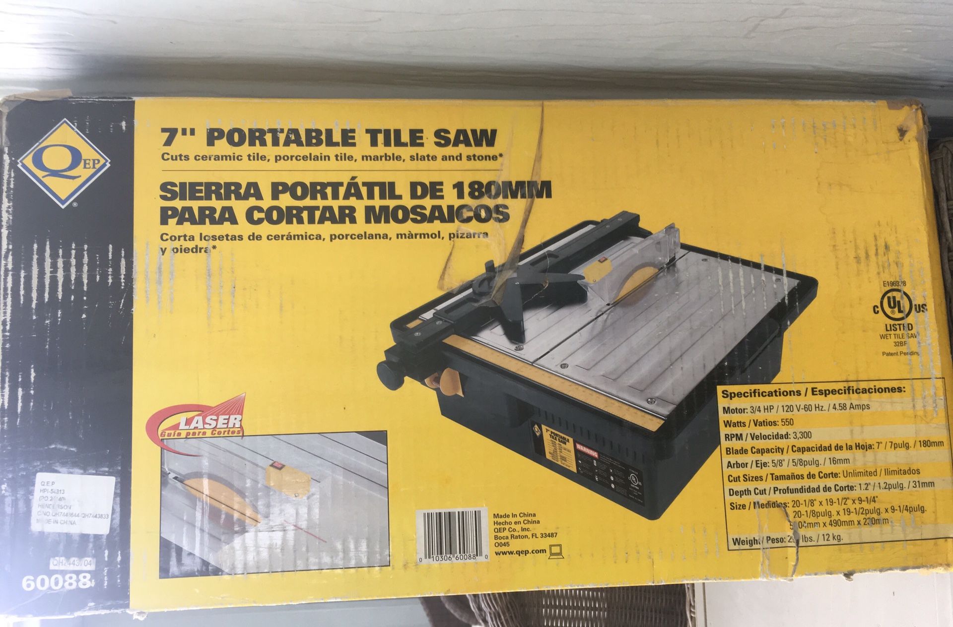 QEP 7” Portable tile saw 3/4 HP