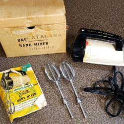 Antique Universal Electric Hand Mixer with Original Recipe Book & Original Box It Came In 