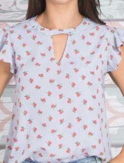 Button V-neck Rosebud Top MED